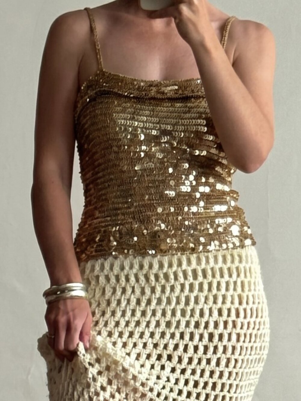 Y2K Crochet Sequin Top Vintage Mermaidcore Festival/Beach Cover top